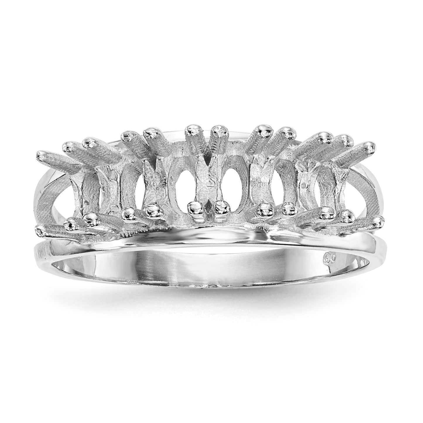 14k White Gold Polished 6-Stone Mothers Ring Mounting