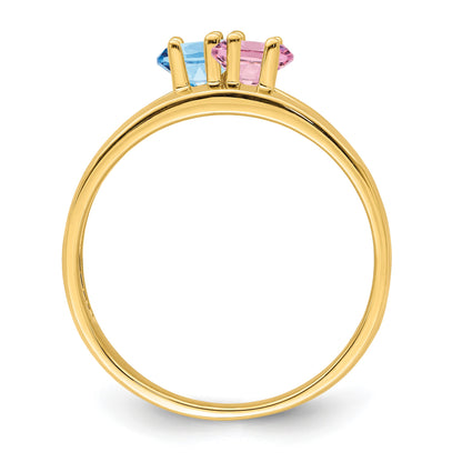14k Polished 2-Stone Mothers Ring Mounting