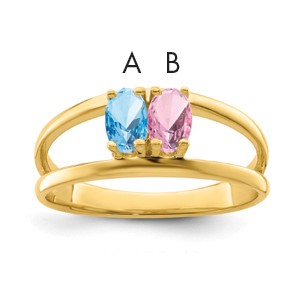 14k Polished 2-Stone Mothers Ring Mounting