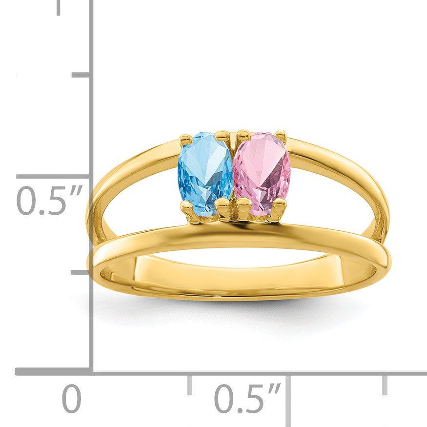 14k Polished 2-Stone Mothers Ring Mounting