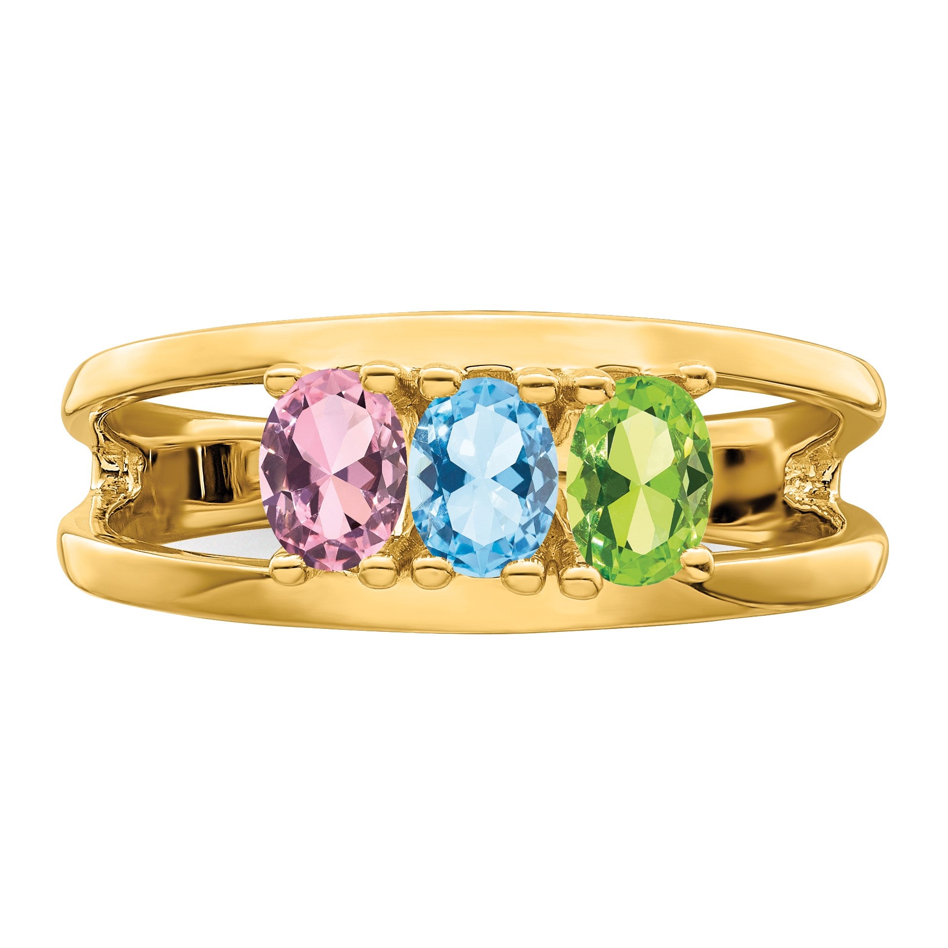 14k Polished 3-Stone Mothers Ring Mounting