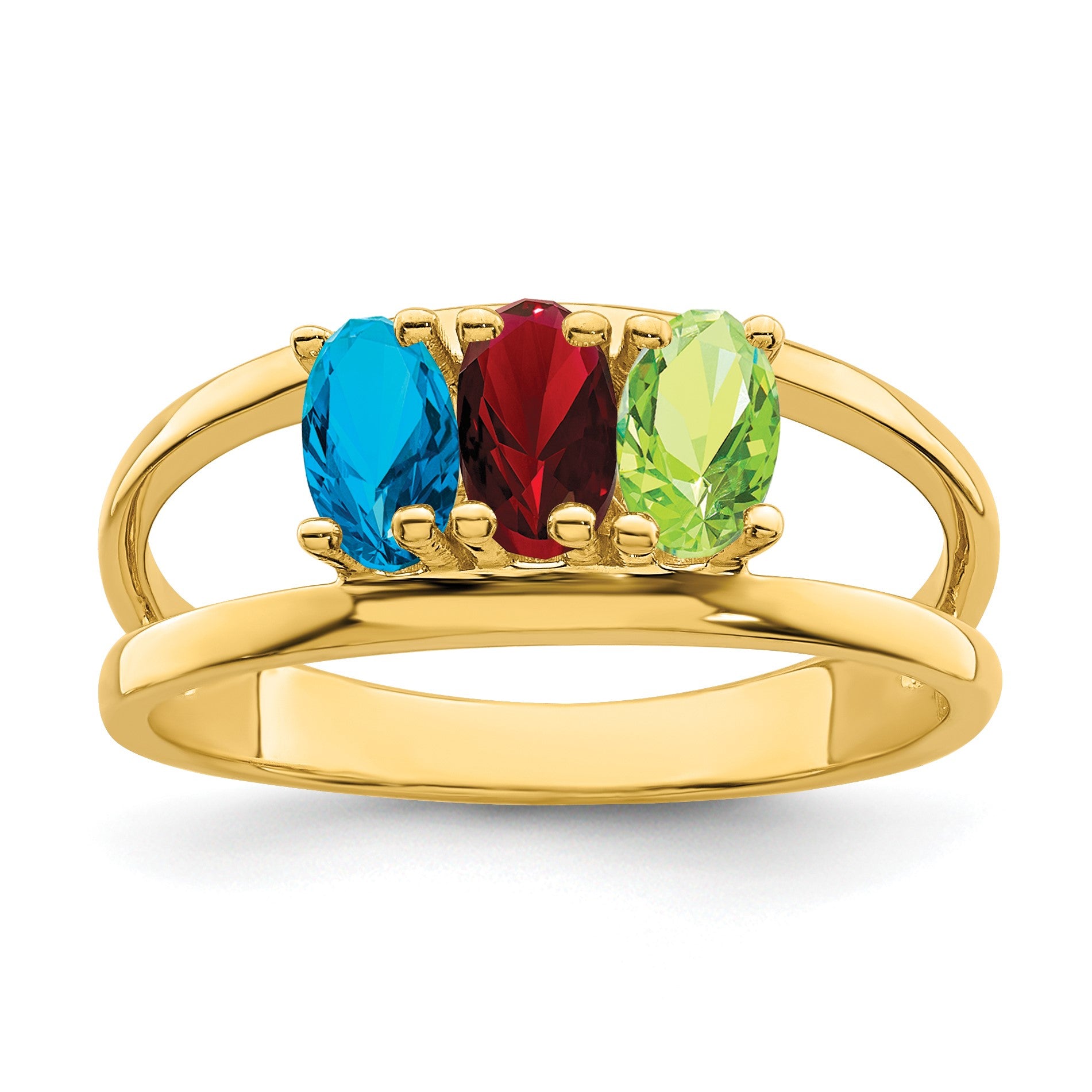 14k Polished 3-Stone Mothers Ring Mounting