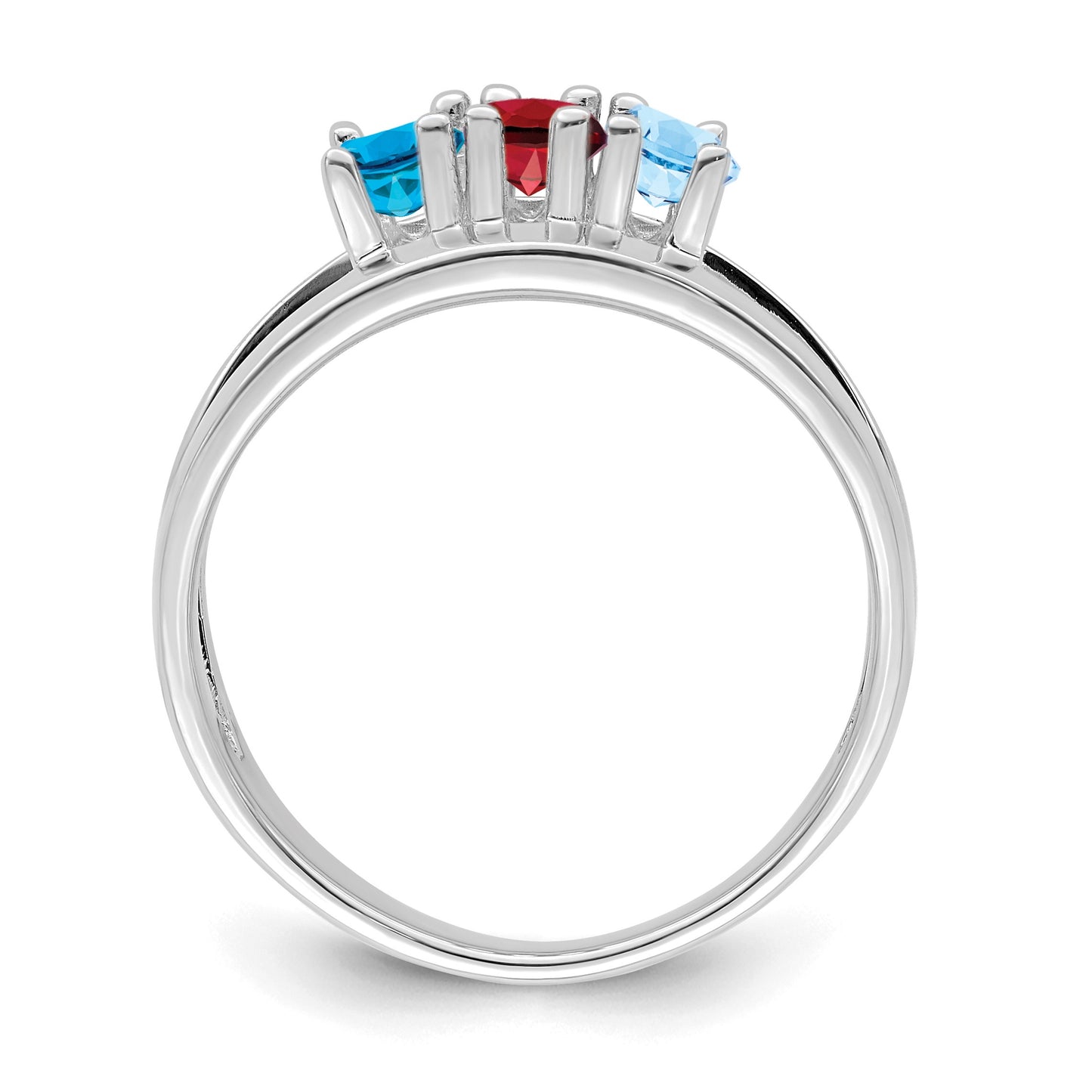 14k White Gold 3 Stone Mother's Ring Mounting