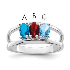 14k White Gold 3 Stone Mother's Ring Mounting