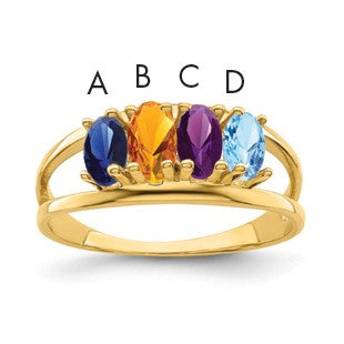 14k Polished 4-Stone Mothers Ring Mounting