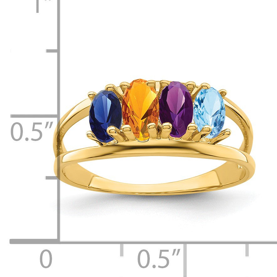 14k Polished 4-Stone Mothers Ring Mounting