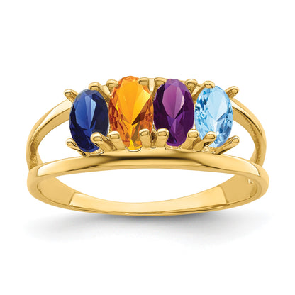 14k Polished 4-Stone Mothers Ring Mounting