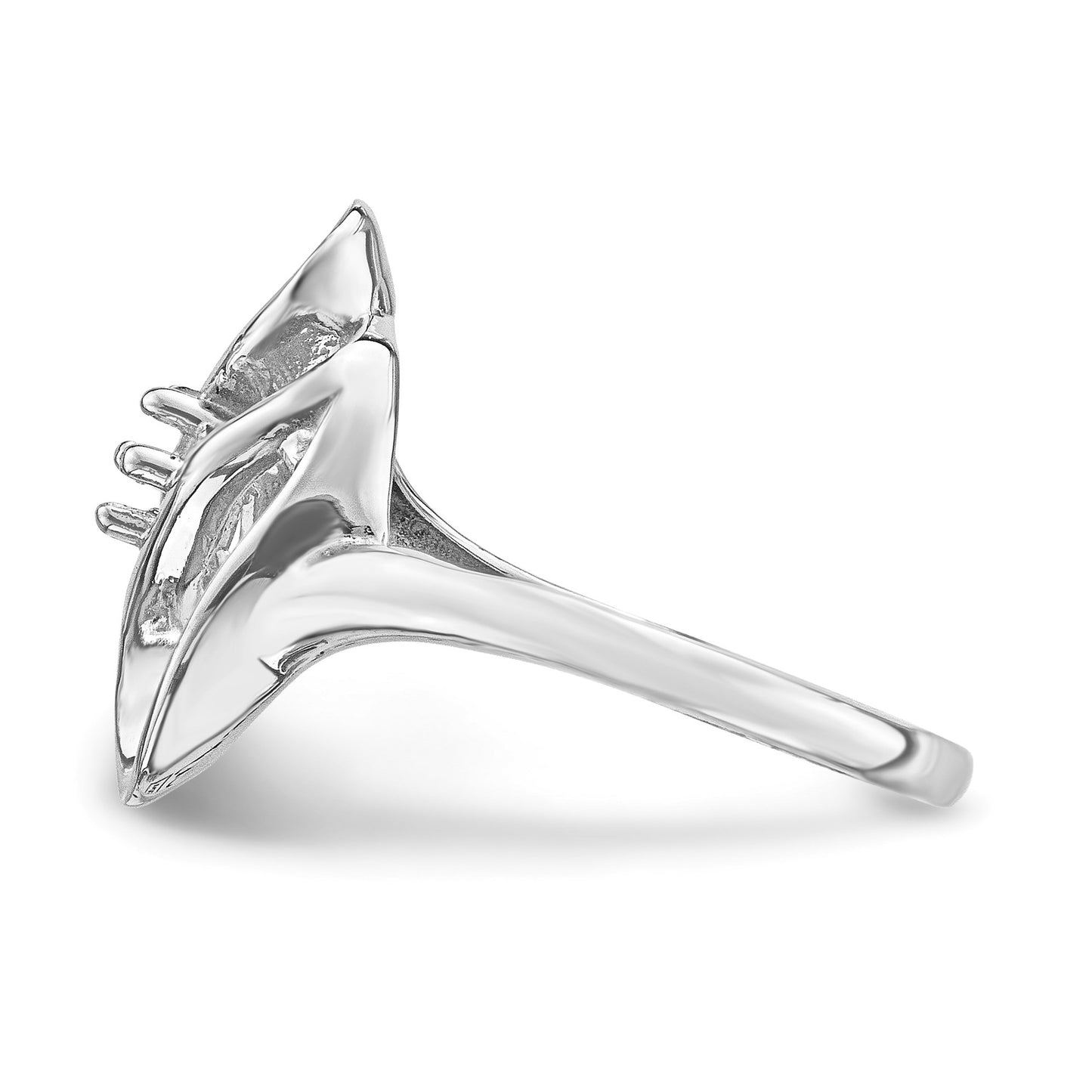 14k White Gold Polished 1-Stone Mothers Ring Mounting