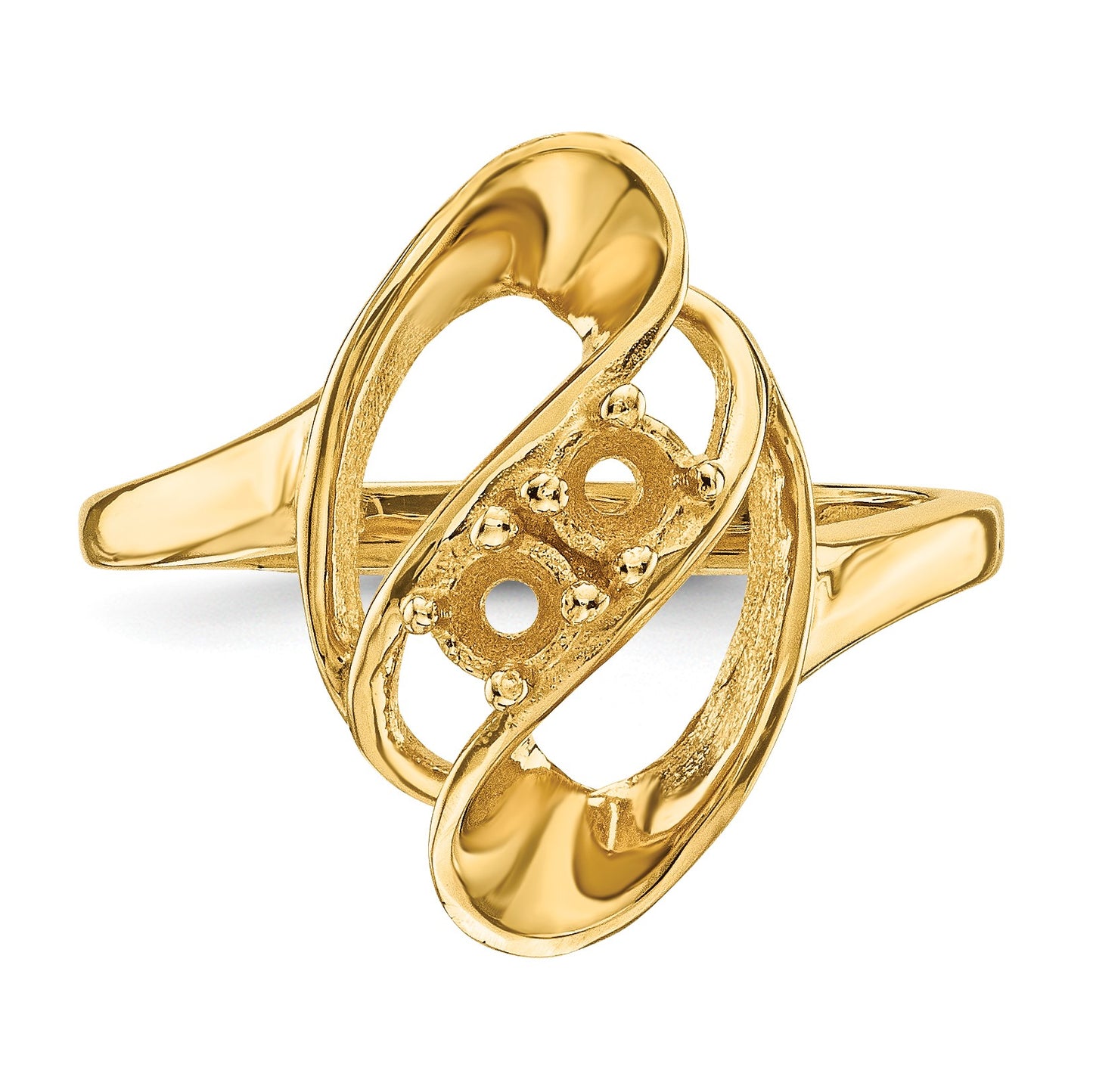 14k Polished 2-Stone Mothers Ring Mounting