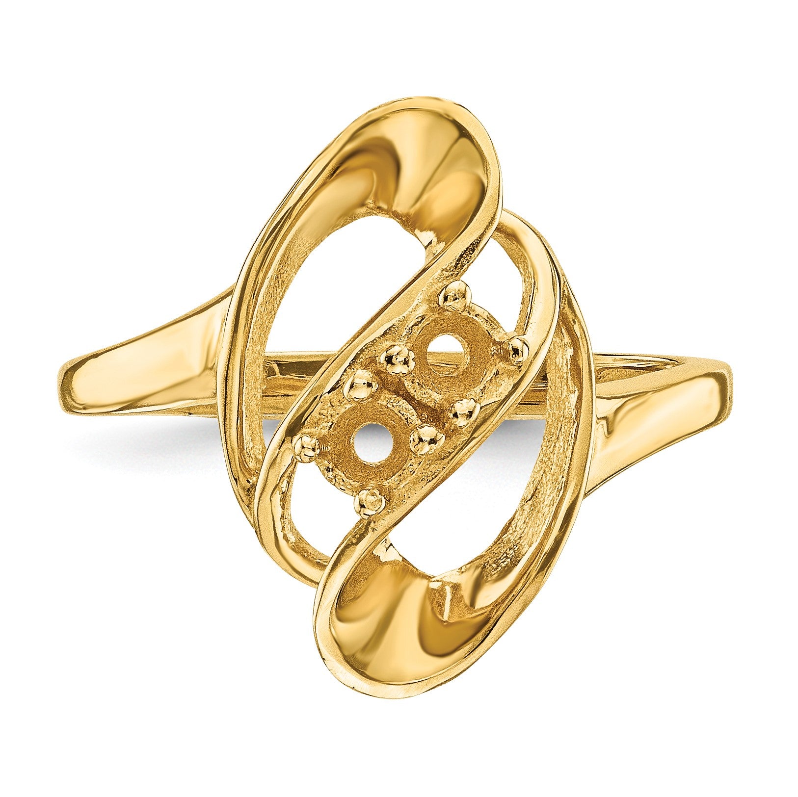 14k Polished 2-Stone Mothers Ring Mounting
