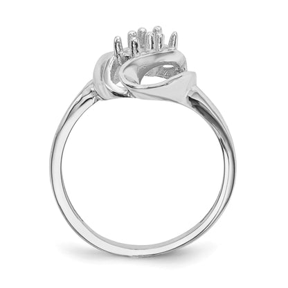 14k White Gold Polished 2-Stone Mothers Ring Mounting