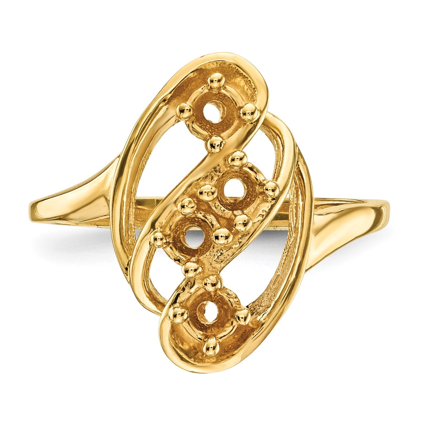 14k Polished 4-Stone Mothers Ring Mounting