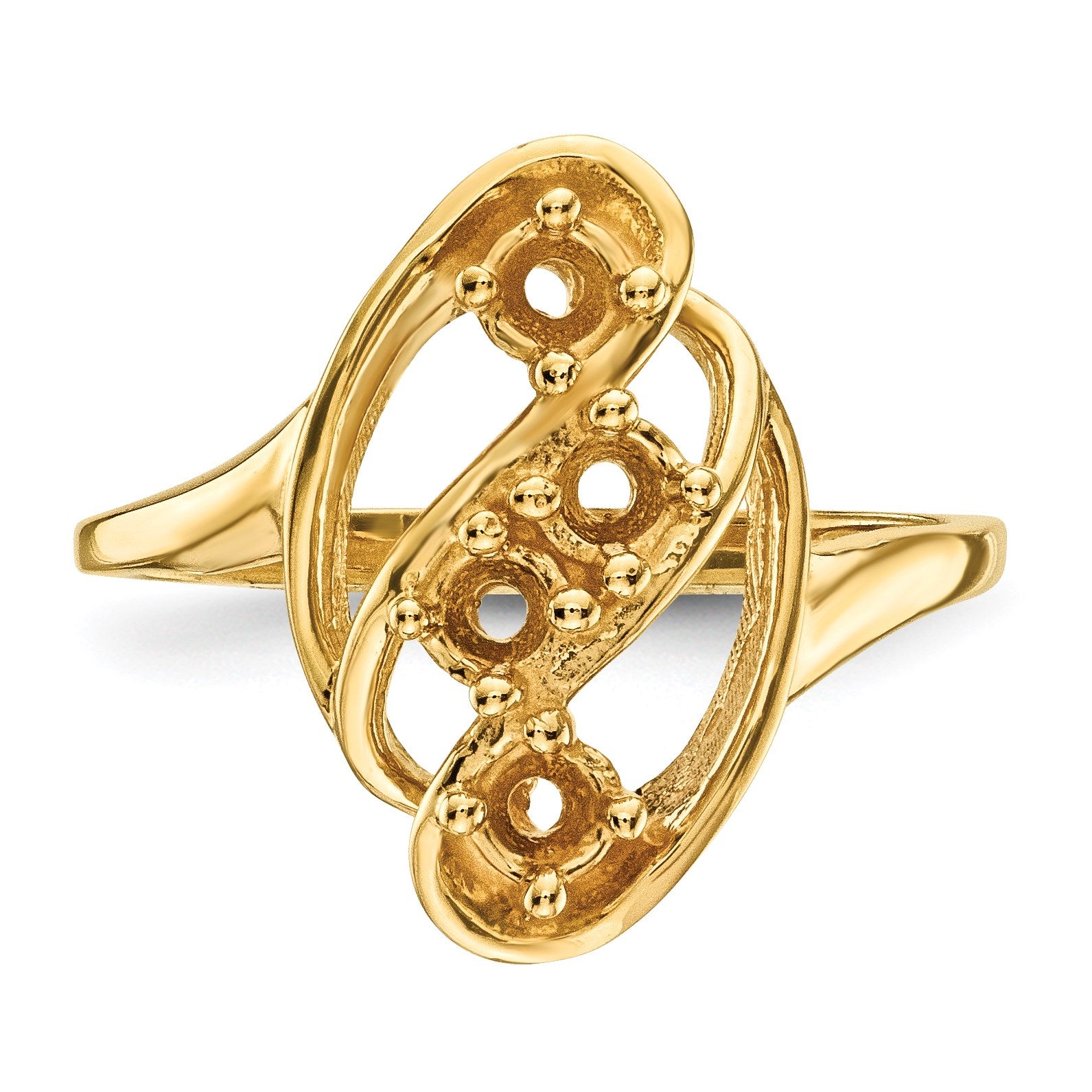 14k Polished 4-Stone Mothers Ring Mounting