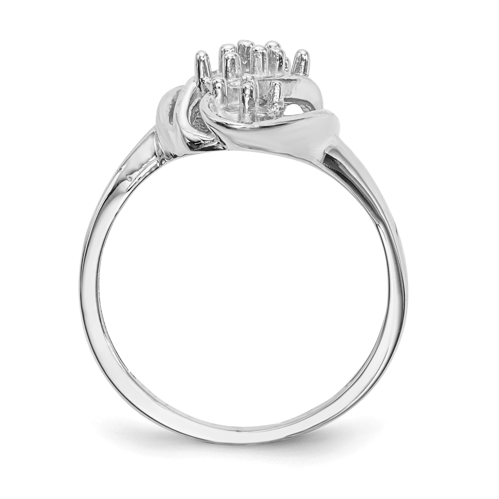 14k White Gold Polished 4-Stone Mothers Ring Mounting