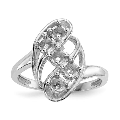 14k White Gold Polished 5-Stone Mothers Ring Mounting