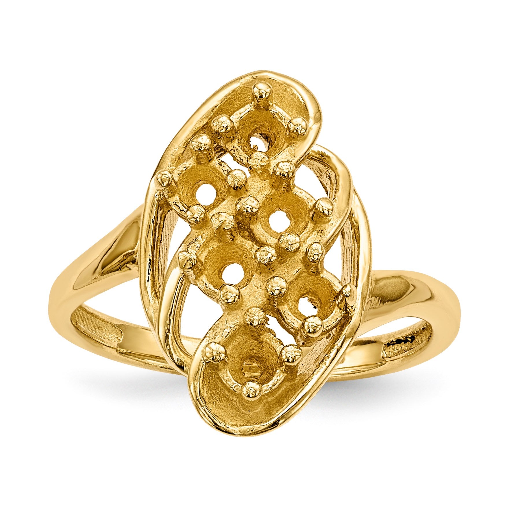 14k Polished 6-Stone Mothers Ring Mounting