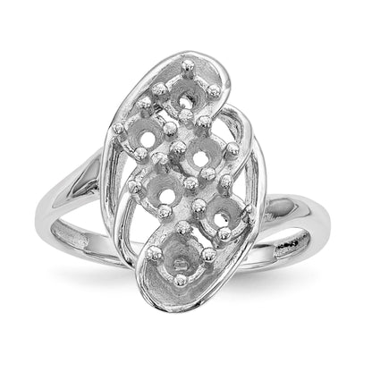 14k White Gold Polished 6-Stone Mothers Ring Mounting