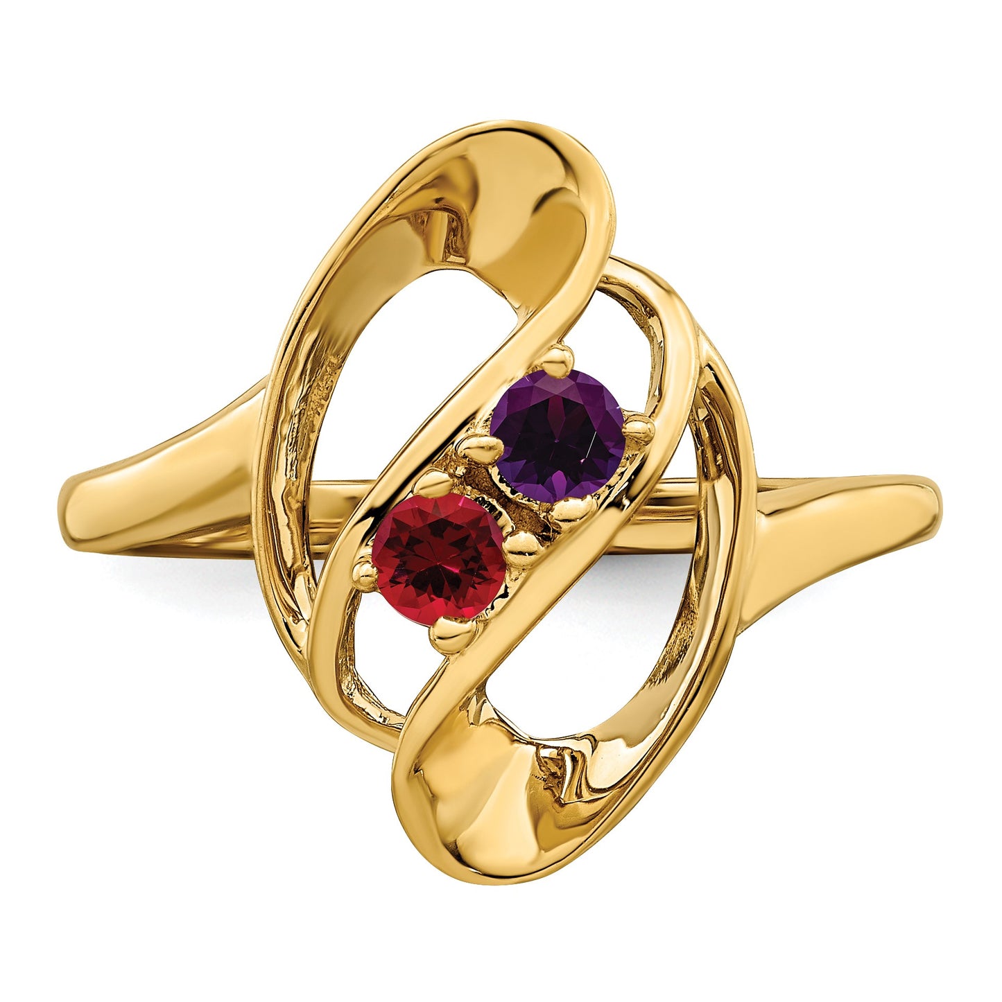 14k Polished 2-Stone Mothers Ring Mounting