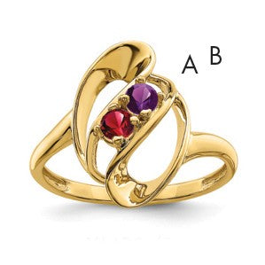 14k Polished 2-Stone Mothers Ring Mounting