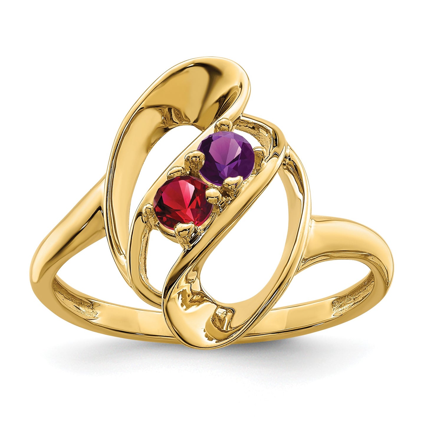 14k Polished 2-Stone Mothers Ring Mounting
