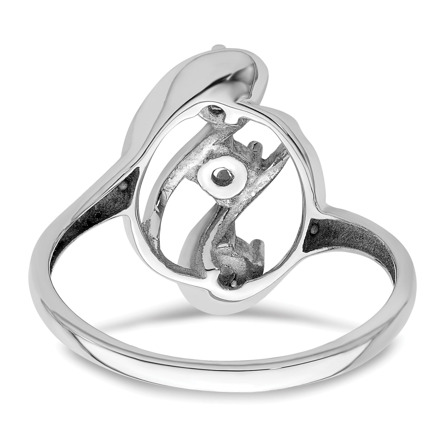 14k White Gold Polished 3-Stone Mothers Ring Mounting
