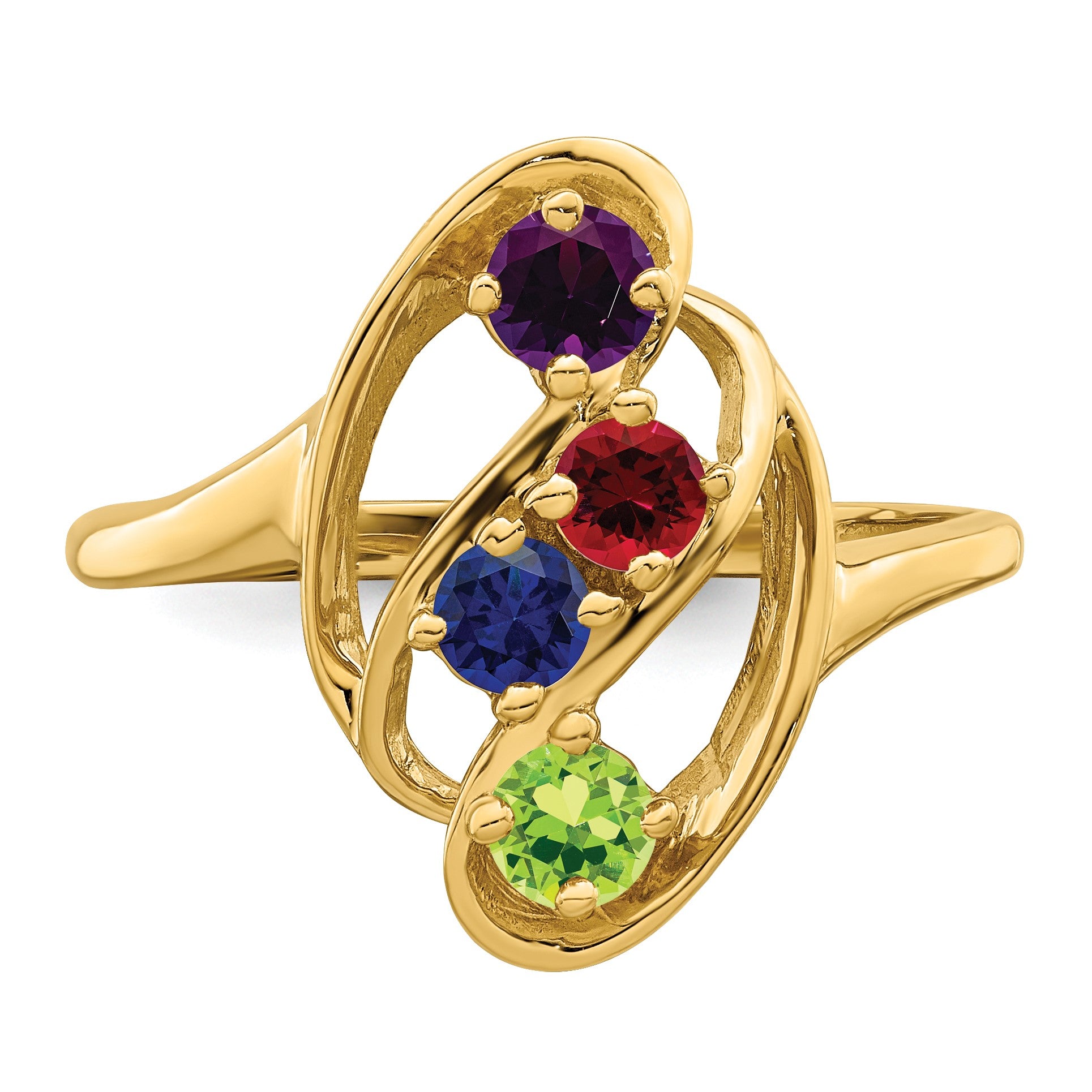 14k Polished 4-Stone Mothers Ring Mounting