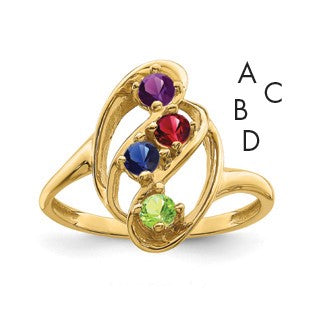 14k Polished 4-Stone Mothers Ring Mounting
