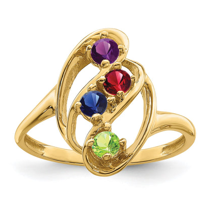 14k Polished 4-Stone Mothers Ring Mounting