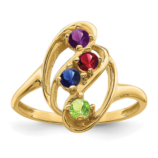 14k Polished 4-Stone Mothers Ring Mounting