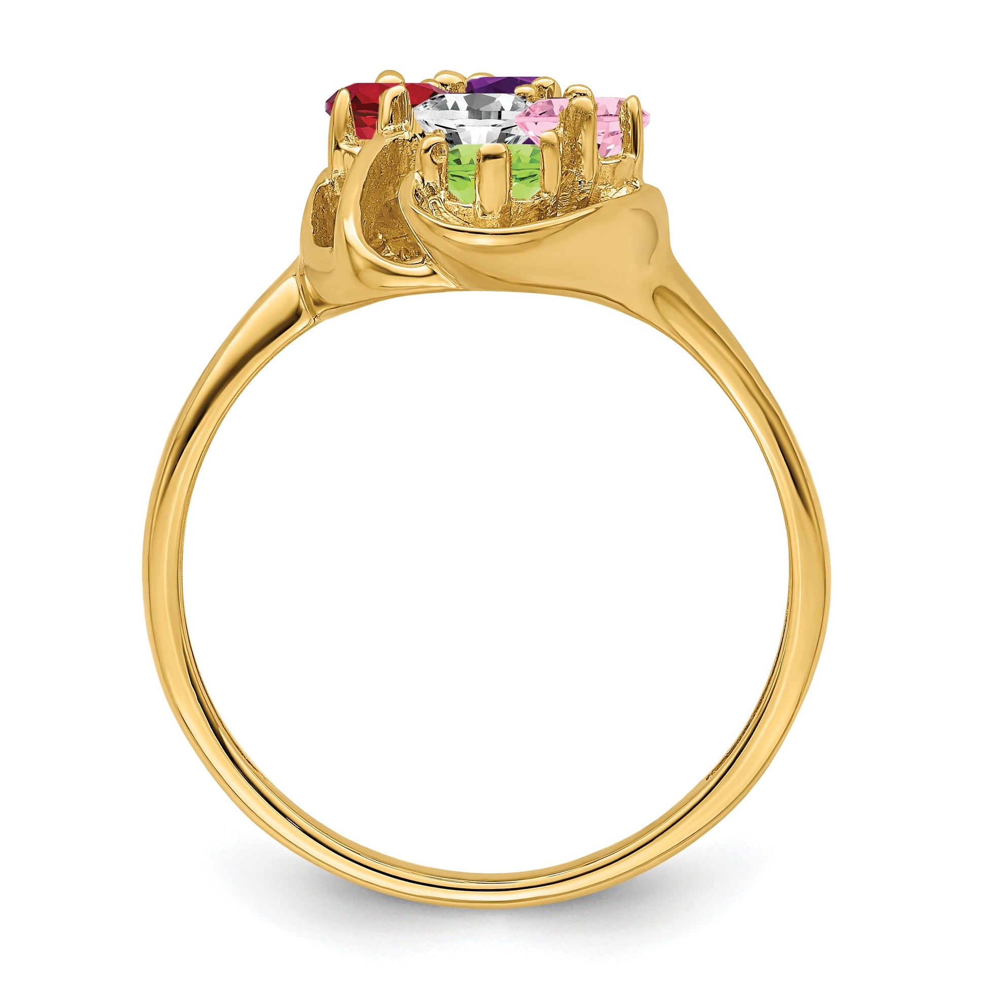14k Polished 5-Stone Mothers Ring Mounting