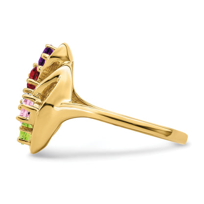 14k Polished 5-Stone Mothers Ring Mounting