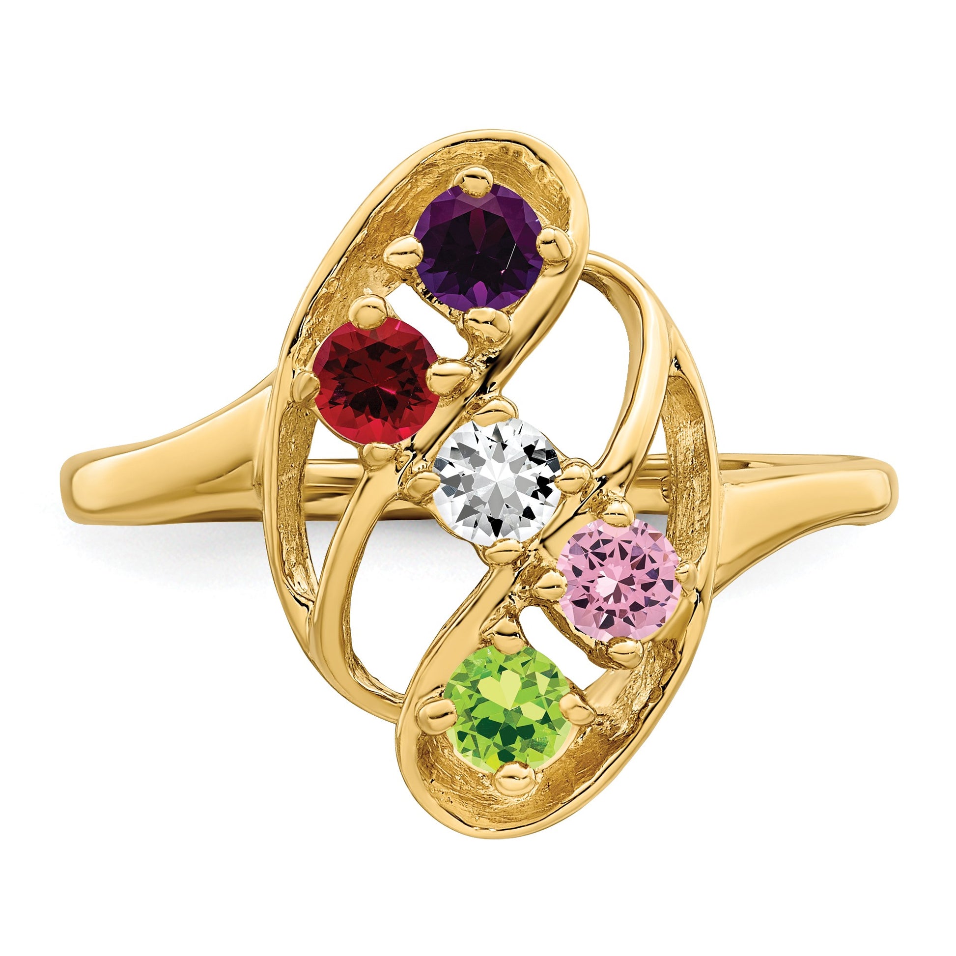 14k Polished 5-Stone Mothers Ring Mounting