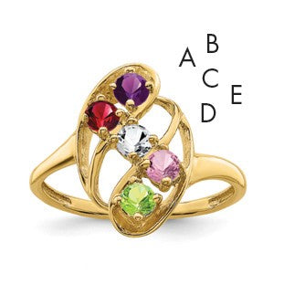 14k Polished 5-Stone Mothers Ring Mounting