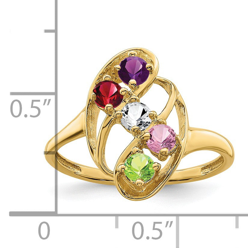 14k Polished 5-Stone Mothers Ring Mounting