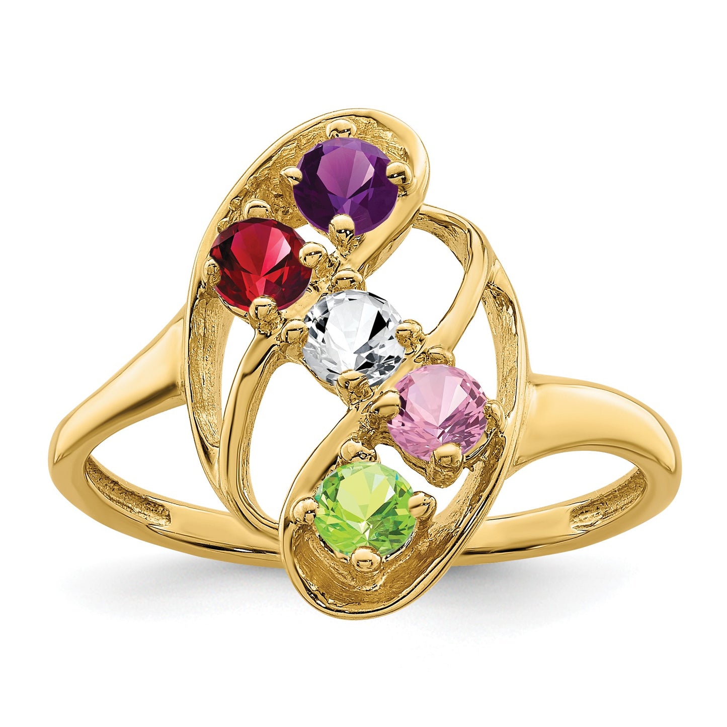 14k Polished 5-Stone Mothers Ring Mounting