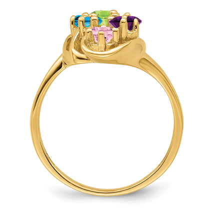 14k Polished 6-Stone Mothers Ring Mounting