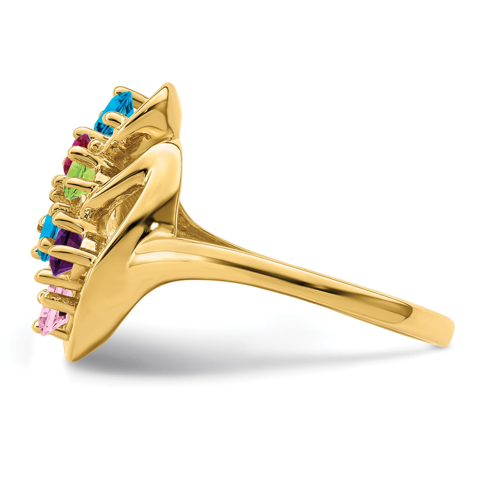 14k Polished 6-Stone Mothers Ring Mounting