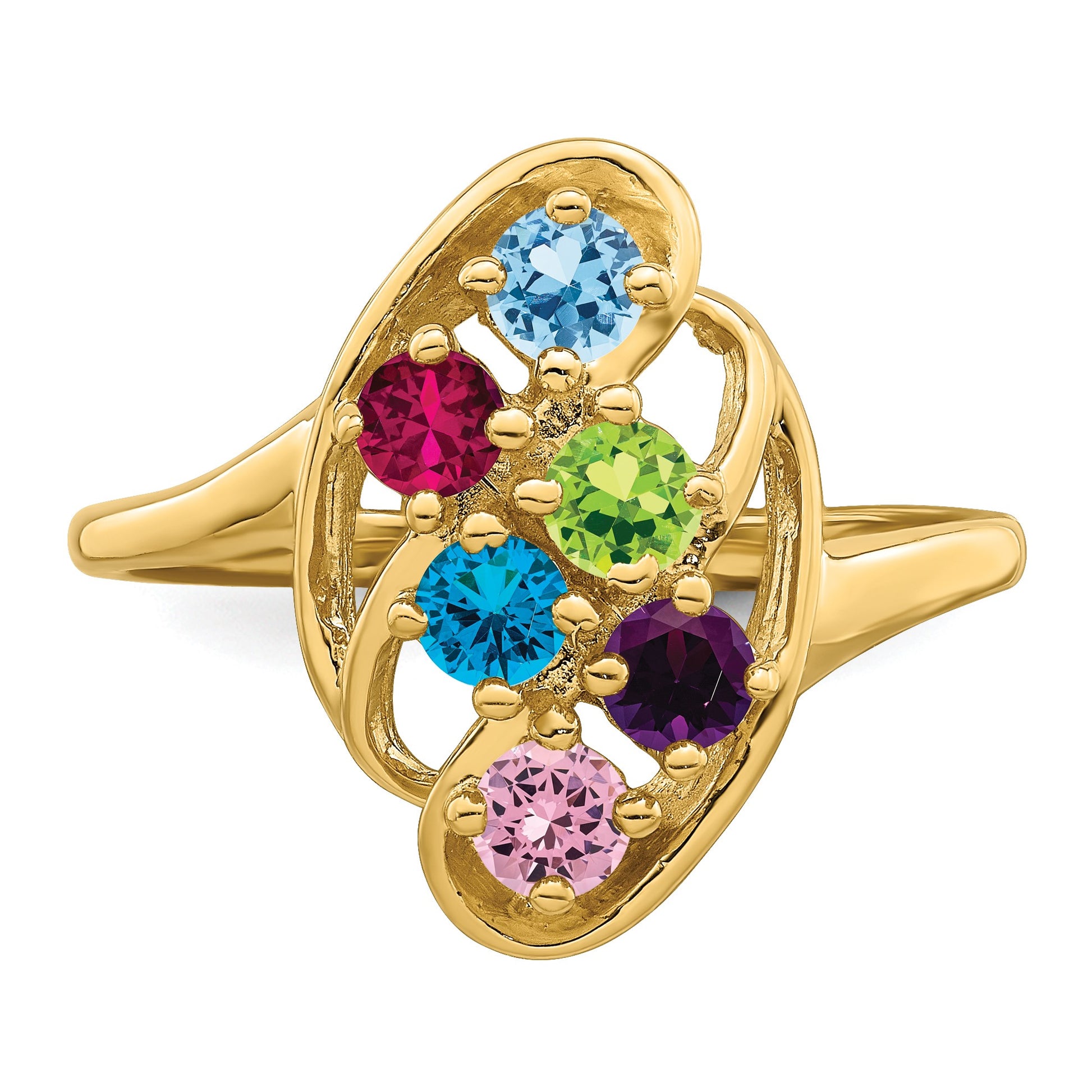 14k Polished 6-Stone Mothers Ring Mounting