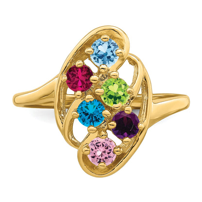 14k Polished 6-Stone Mothers Ring Mounting