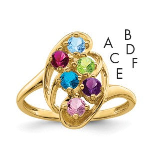 14k Polished 6-Stone Mothers Ring Mounting