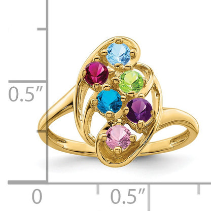 14k Polished 6-Stone Mothers Ring Mounting