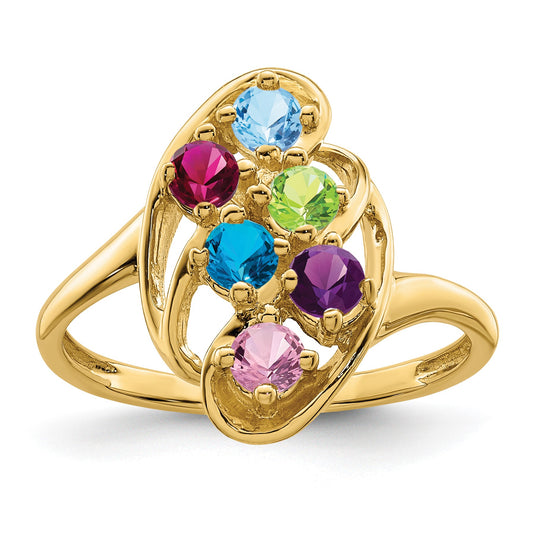 14k Polished 6-Stone Mothers Ring Mounting