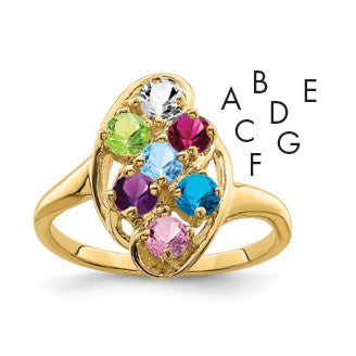 14k Polished 7-Stone Mothers Ring Mounting