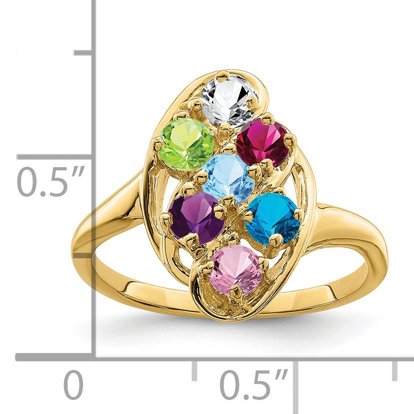 14k Polished 7-Stone Mothers Ring Mounting