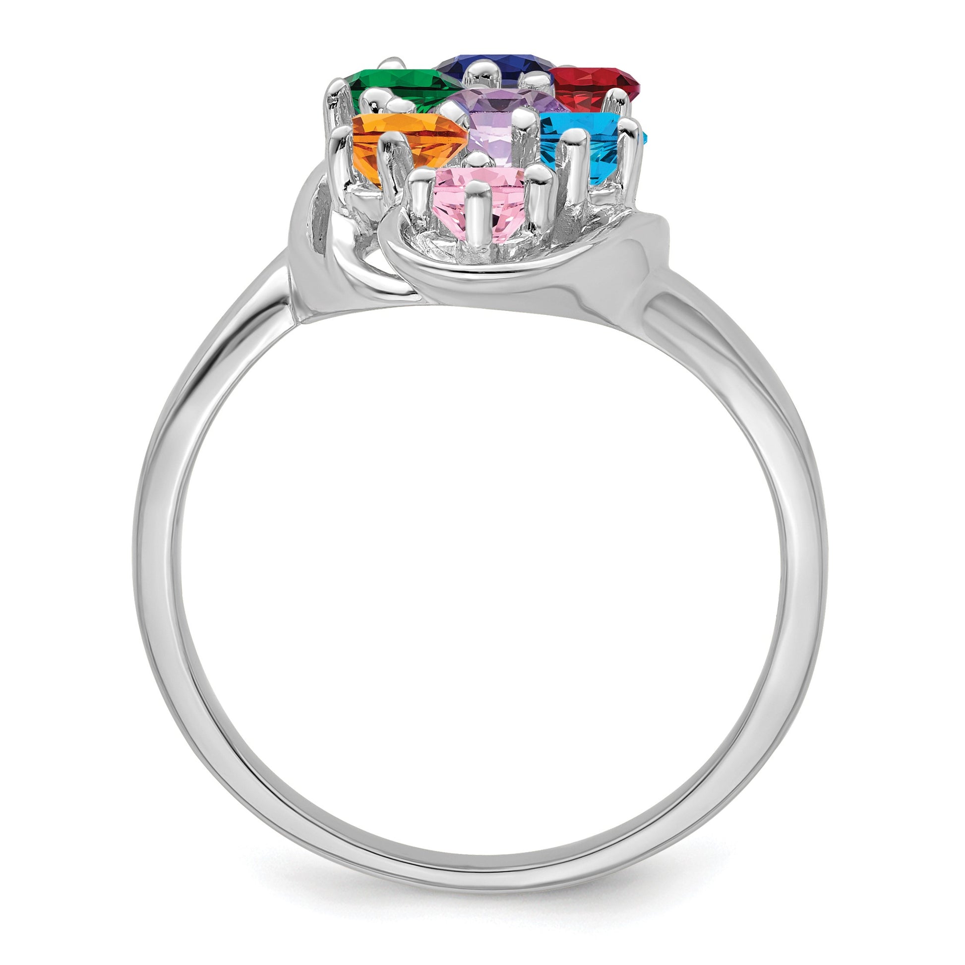 14k White Gold Polished 7-Stone Mothers Ring Mounting