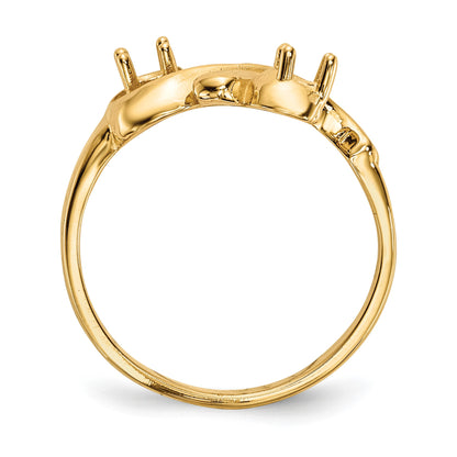 14k Polished 2-Stone Mothers Ring Mounting