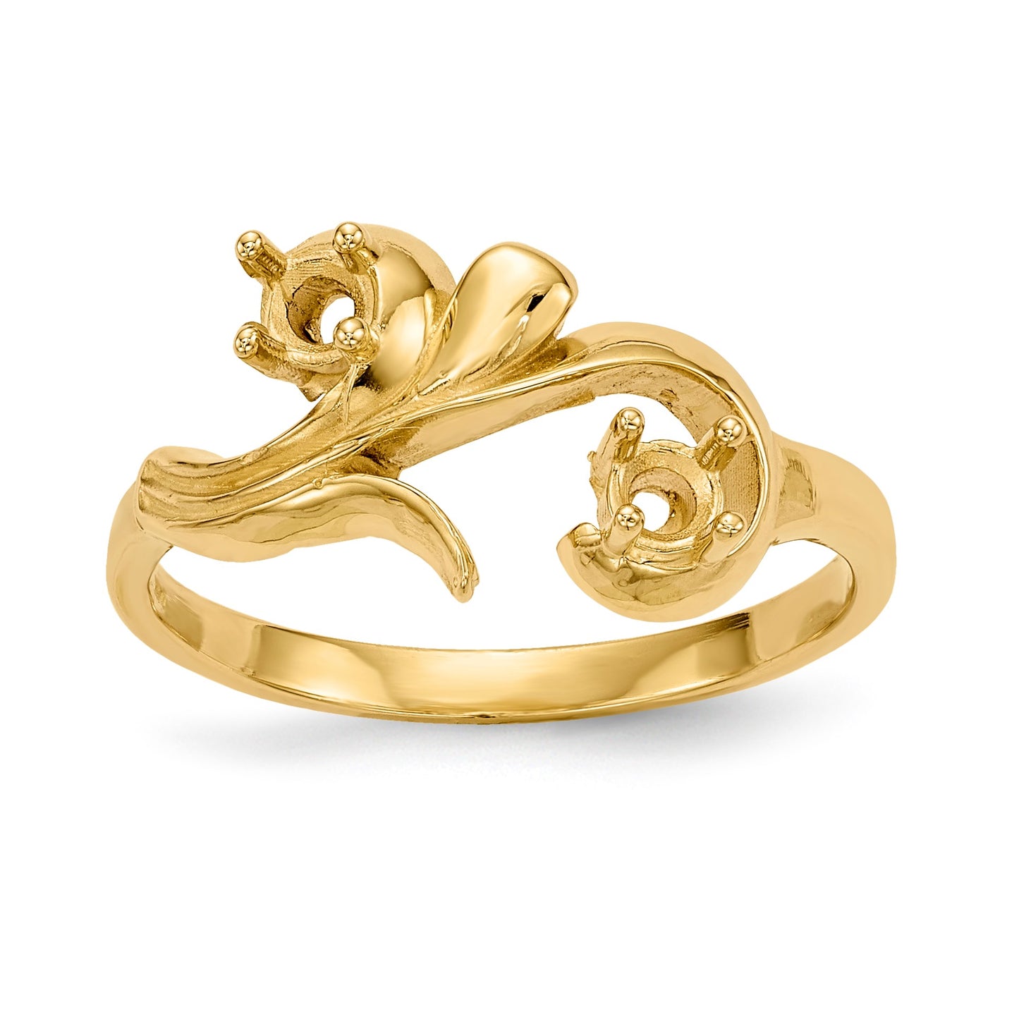14k Polished 2-Stone Mothers Ring Mounting
