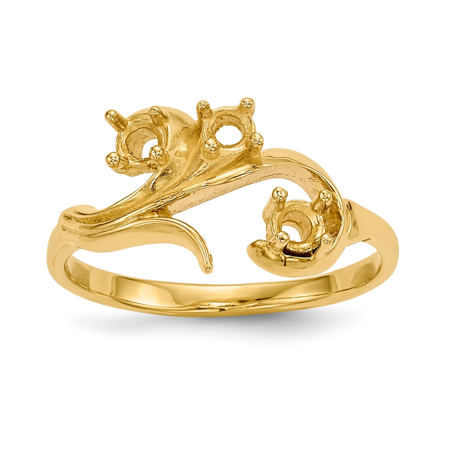 14k Polished 3-Stone Mothers Ring Mounting