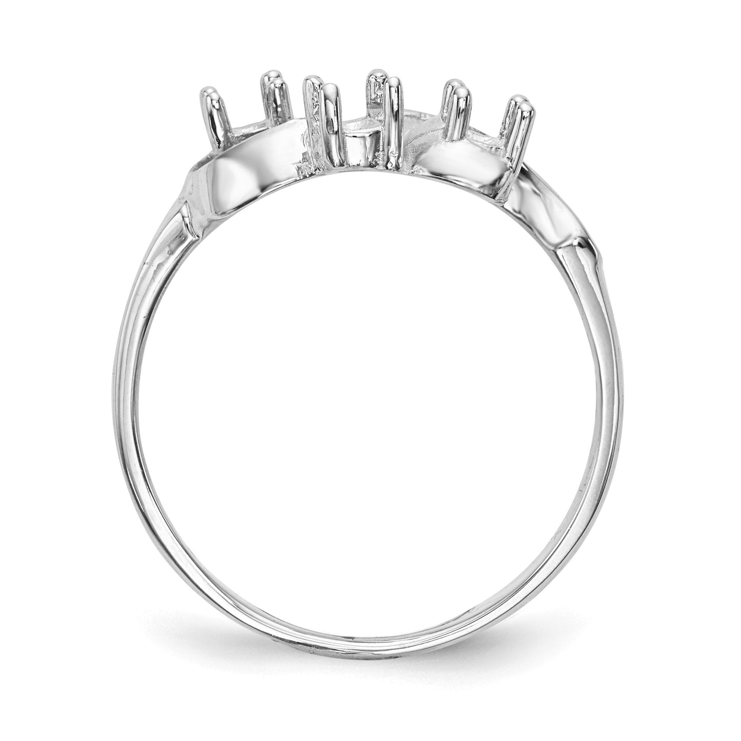 14k White Gold Polished 3-Stone Mothers Ring Mounting