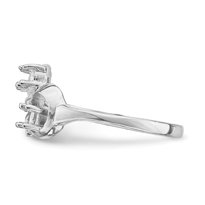 14k White Gold Polished 3-Stone Mothers Ring Mounting